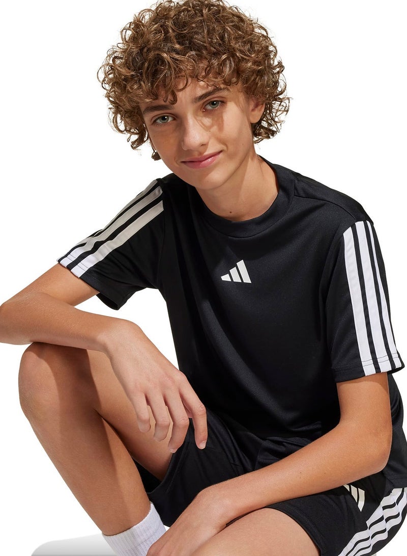 Adidas Youth Training Essential 3 Stripe T-Shirt - Image 4